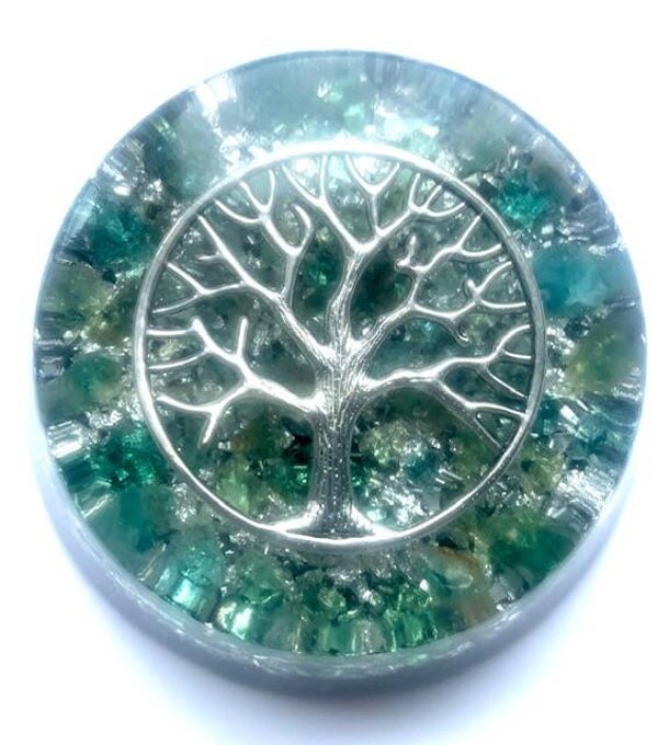 Grote Orgonite Buster Blauwe Apatiet, Levensboom, Shungite, Herkimerdiamant, Dubbeleinder, Zilver
