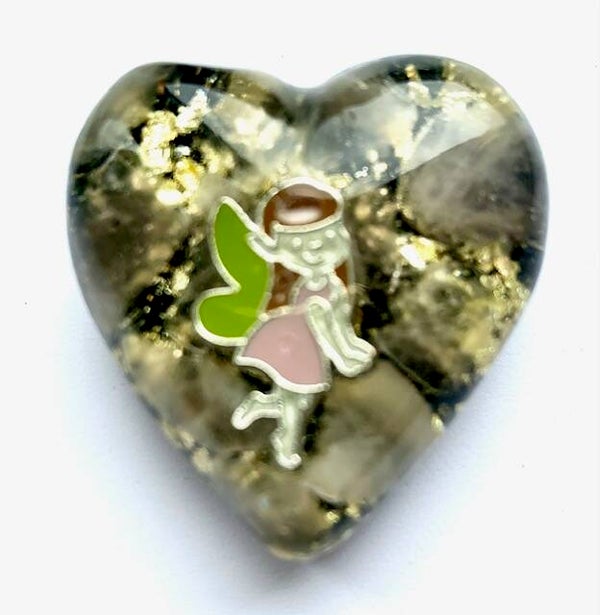 Orgonite Hartje, Rozenkwarts, Elfje, Shungite, Herkimerdiamant, Dubbeleinder, Zilver