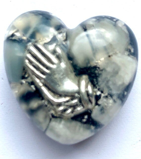 Orginite Mini Hartje Maansteen, Namastehandje, Shungite, Herkimerdiamant, Dubbeleinder, Zilver