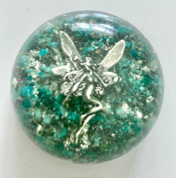 Orgonite Buster Amazoniet, Elfje, Shugite, Herkimerdiamant, Dubbeleinder, Zilver