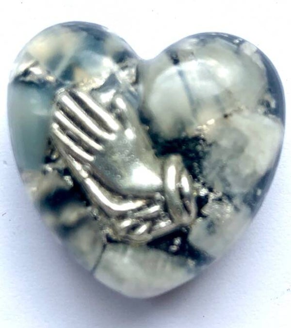 Orginite Mini Hartje Maansteen, Namastehandje, Shungite, Herkimerdiamant, Dubbeleinder, Zilver