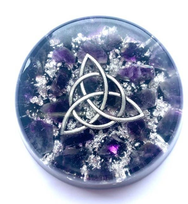 Grote Orgonite Buster Amethist, Keltische knoop,  Shungite, Herkimerdiamant, Dubbeleinder, Zilver