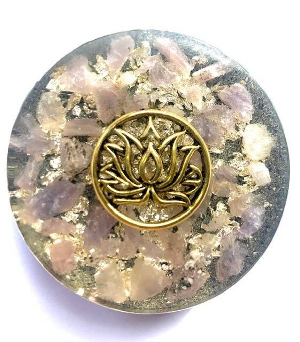Midden Orgonite Buster Ruwe Robijn, Lotus, Shungite, Herkimerdiamant, Dubbeleinder, Zilver