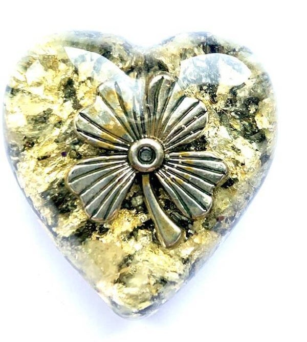 Orgonite Hartje Citrien, Klavertje 4, Shungite, Herkimerdiamant, Dubbeleinder, Zilver