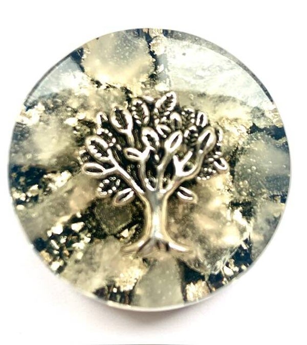 Kleine Orgonite Buster Rozenkwarts, Levensboom, Shungite, Herkimerdiamant, Dubbeleinder,  Zilverst