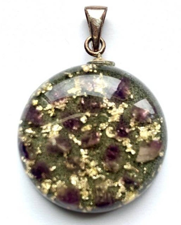 Orgonite Hanger Small, Roze Toermalijn, Shungite, Herkimerdiamant, Zilver# 20