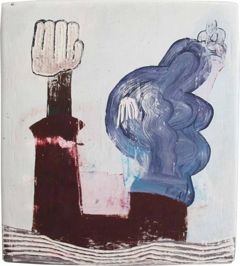Nel Aerts - ‘Op Kop!’ - 2011 - acrylic and filler on wood - 41 x 37 cm