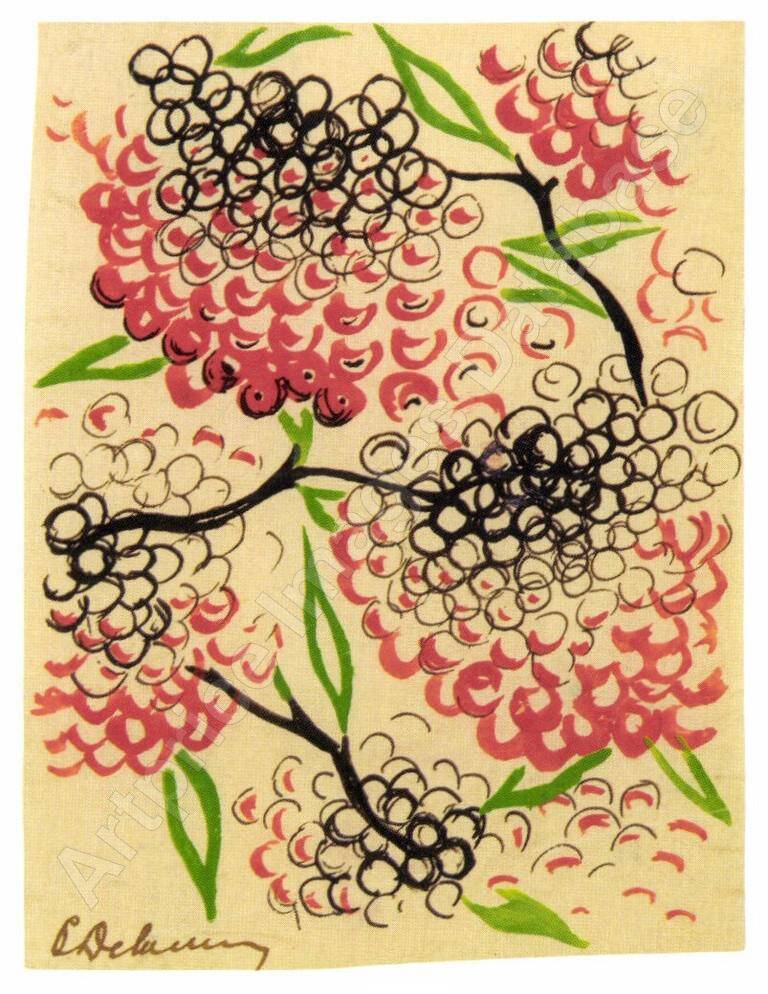 Sonia Delaunay - ‘Untitled floral design’ - gouache on paper - 10 x 7 cm