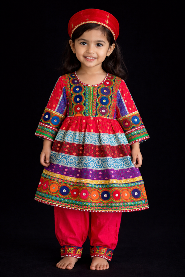Afghansk kjole - komplett barnesett