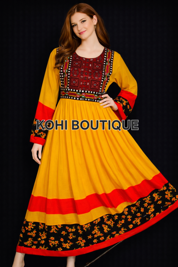 Afghansk maxikjole - broderte detaljer