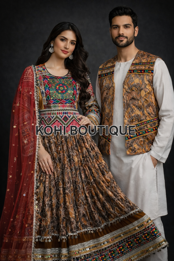 Eksklusivt tradisjonelt sett – kjole, sjal og herrevest