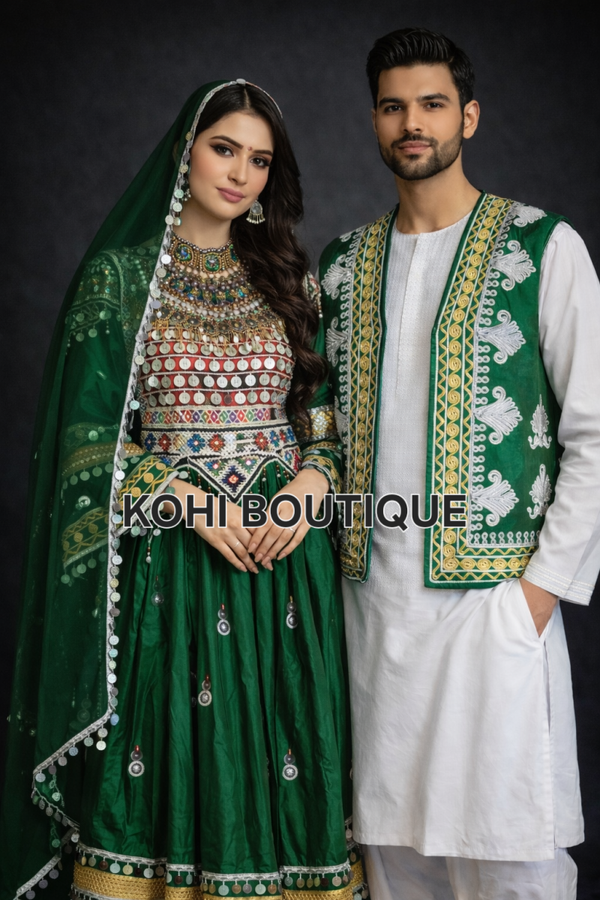 Afghansk festsett – kjole & herrevest