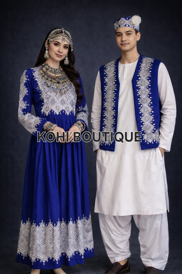 Afghansk festsett – kjole, herrevest og hatt