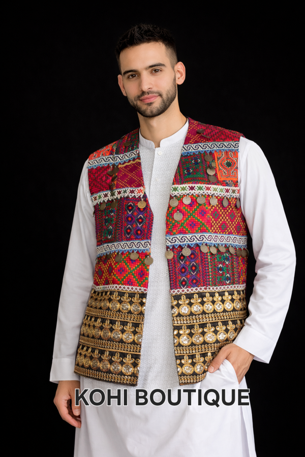 Afghansk brodert Herrevest