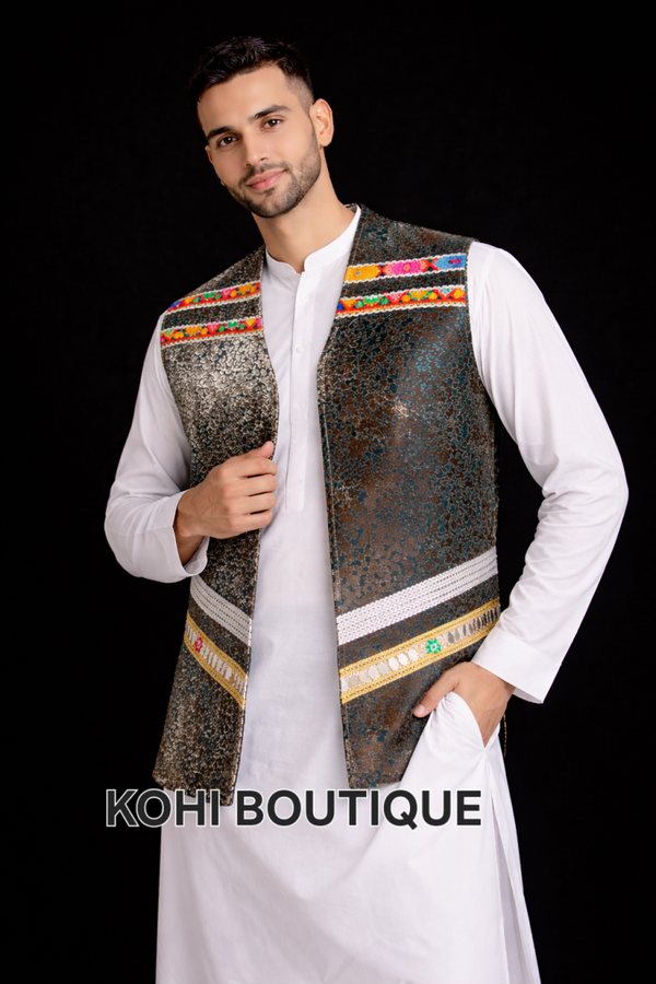 Afghansk brodert Herrevest