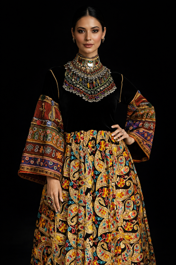 Eksklusiv afghansk kjole – håndbrodert kunstverk
