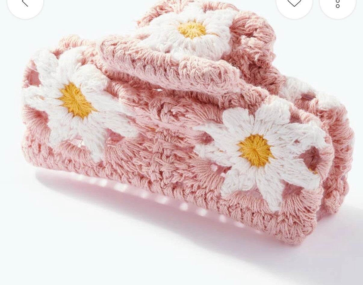 Haarklem met haak en bloemen 11 cm