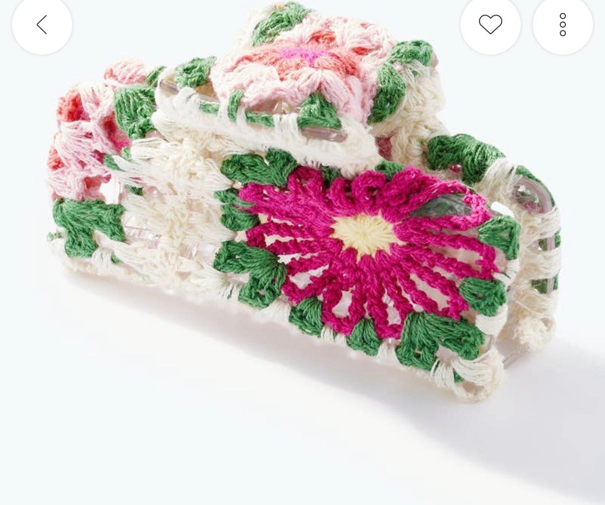 Haarklem met haak en bloemen 11 cm