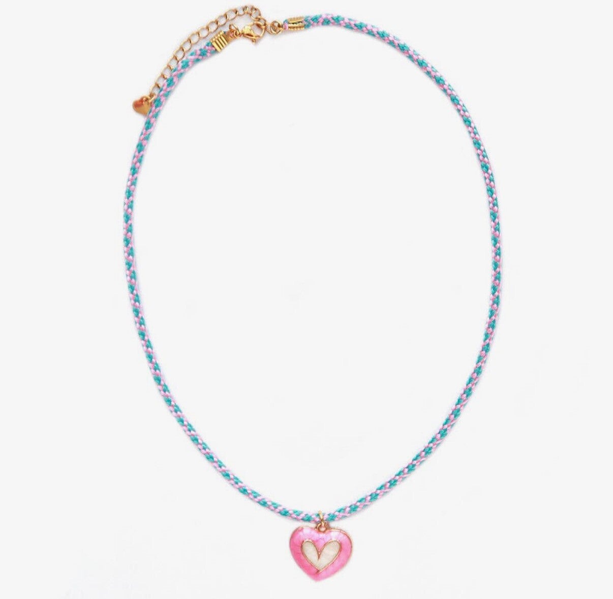 Ketting met hartjes bedel van gekleurd koord
