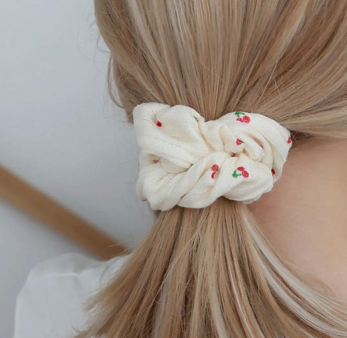 Scrunchie kersenprint