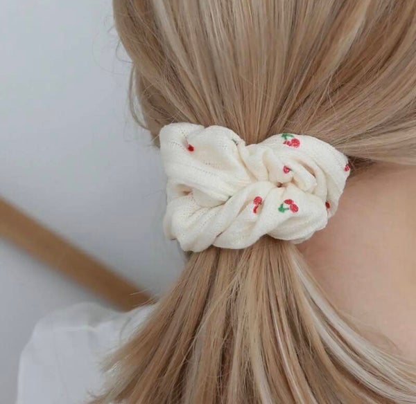 Scrunchie kersenprint