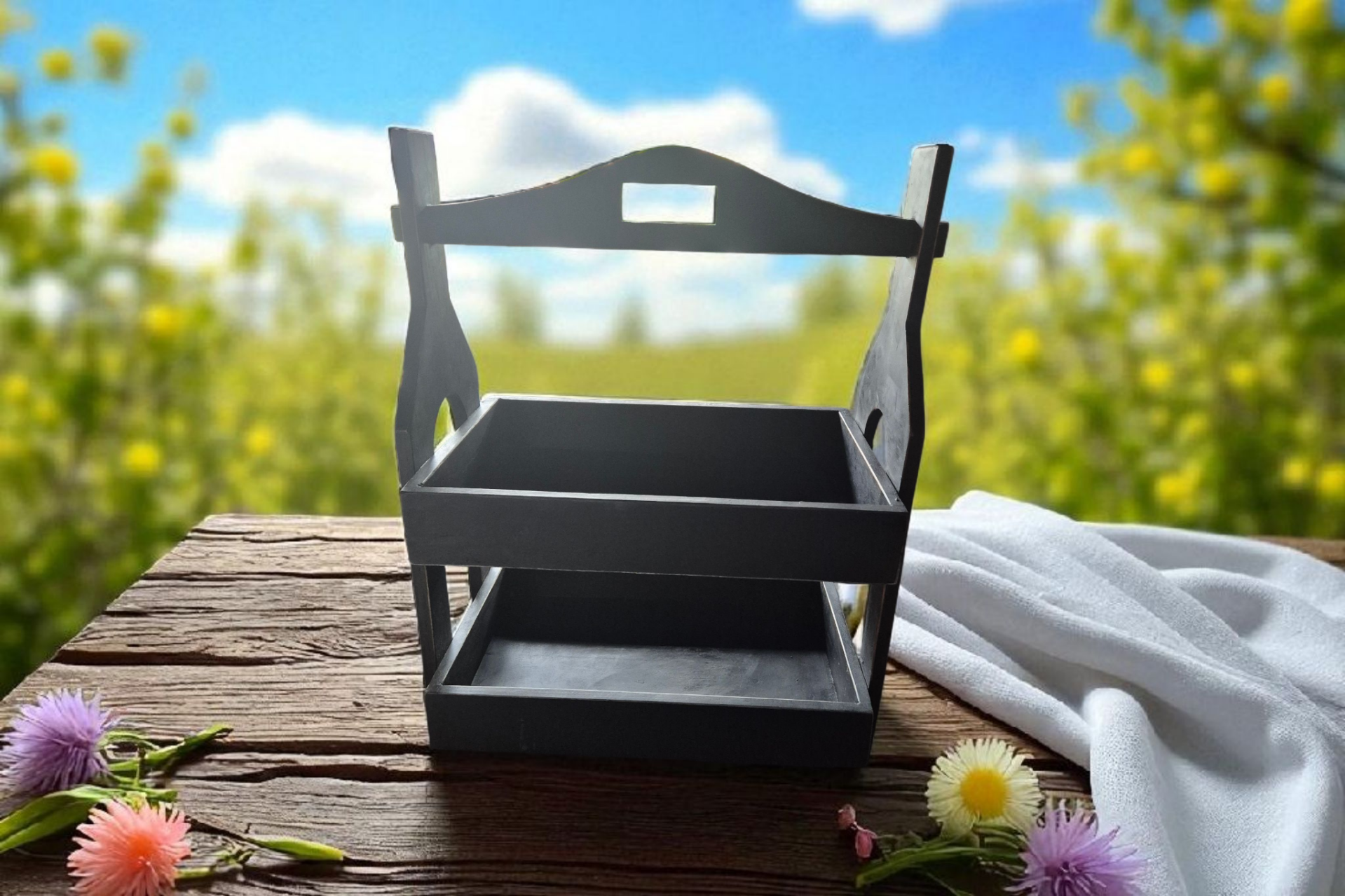 Etagere 2 laags zwart