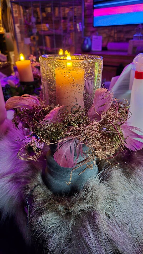 Brynxz kandelaar met bubbelglas