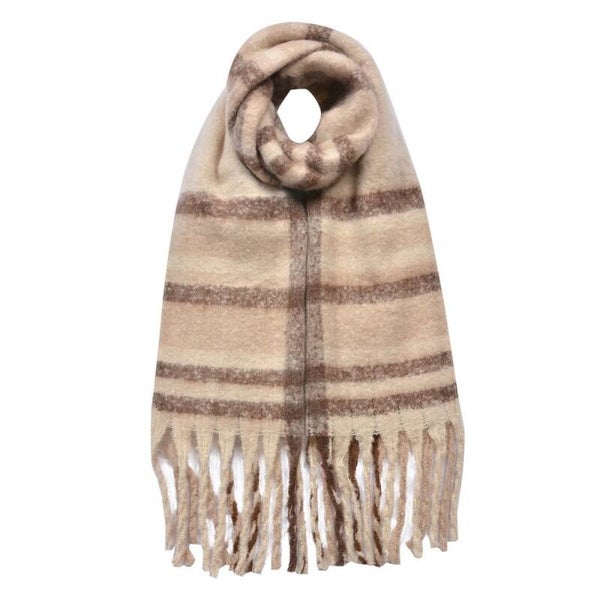Wintersjaal Dames Beige Bruin, Synthetisch 39x200 cm