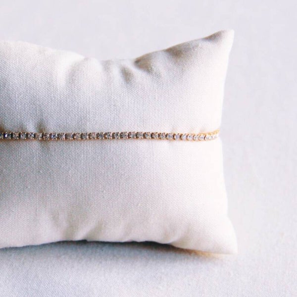 Fine rhinestone bracelet - white/gold