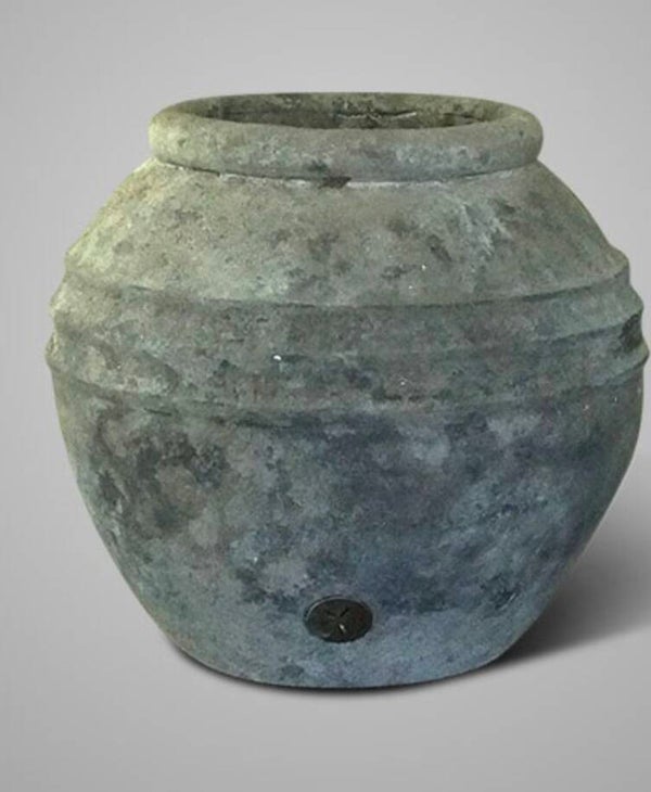Bolvase with Lines Stone Black L D.30 H.27