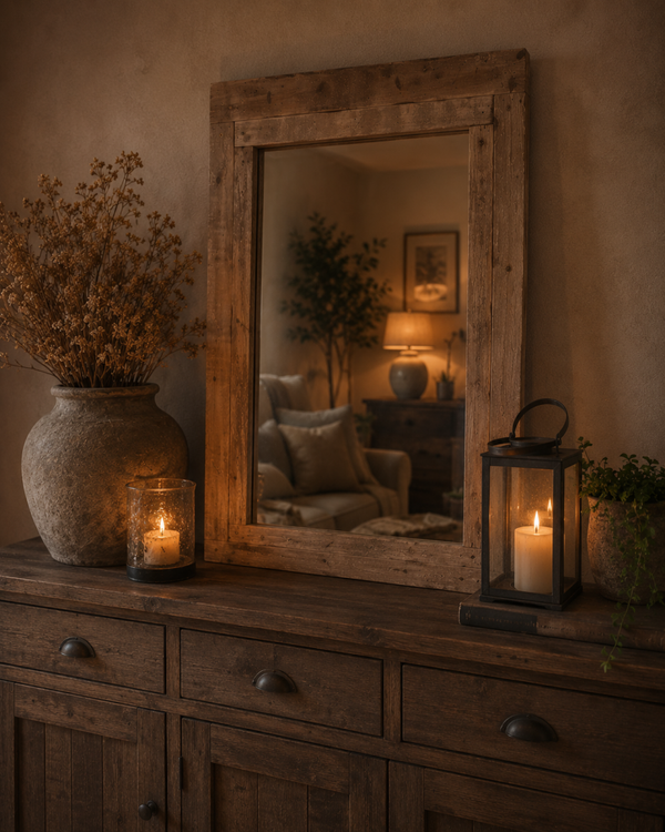 DM Spiegel met houten lijst 120x70cm