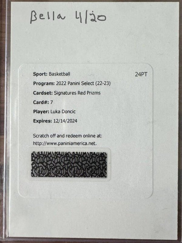 2022 Panini Select Basketball #7 Luka Doncic Redemption Card