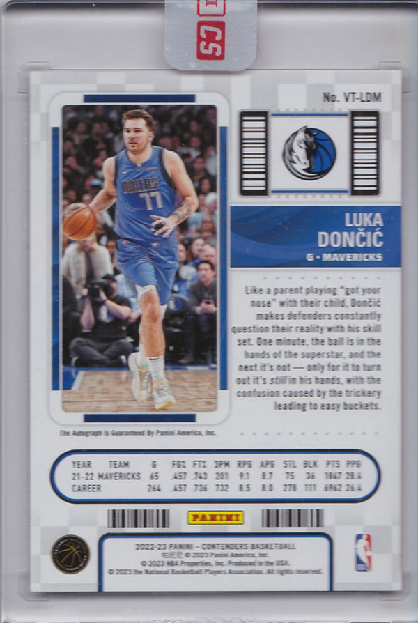 2022-23 contenders Finals Ticket Auto 4/49 Luka Doncic
