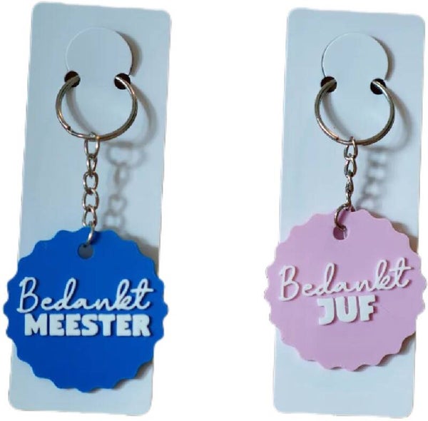 Juf en/of meester sleutelhanger