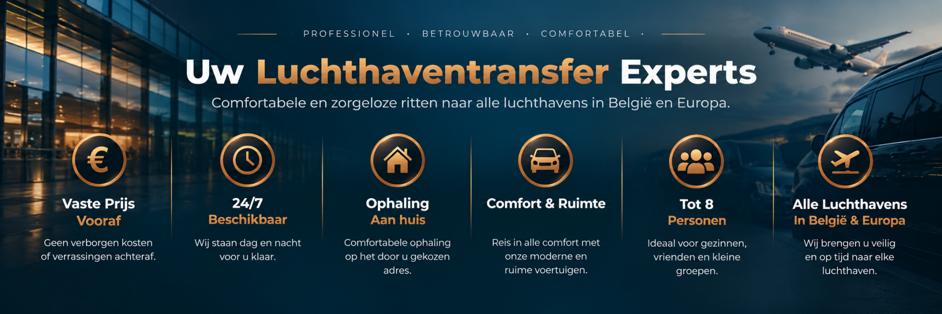 Feniks Taxi Zakelijk luchthavenvervoer vanuit Sint-Niklaas & Waasland 