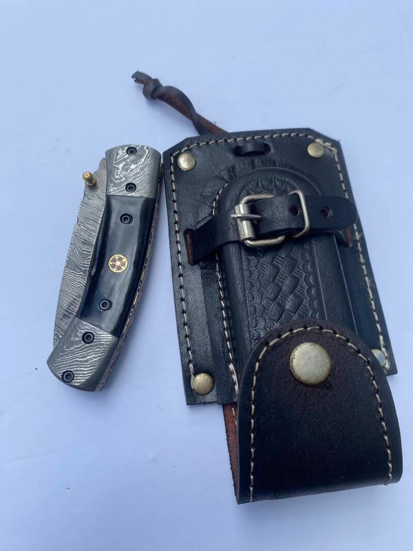 Damascus Pocket Knife Black