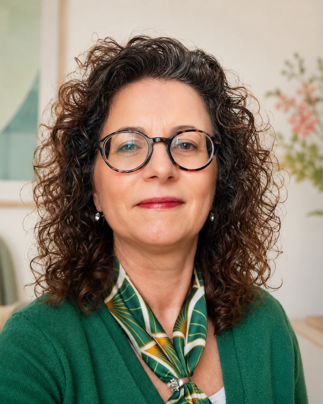 Heidi Hendriks met kleurendoekjes op tafel