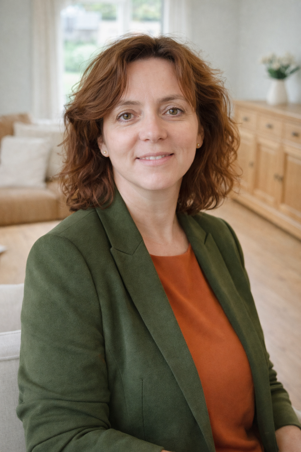 Dame in haar goede kleuren