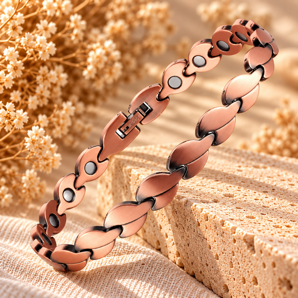 Large leaf copper anklet