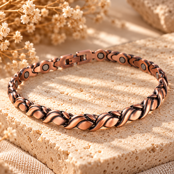 Fiery leaf copper anklet