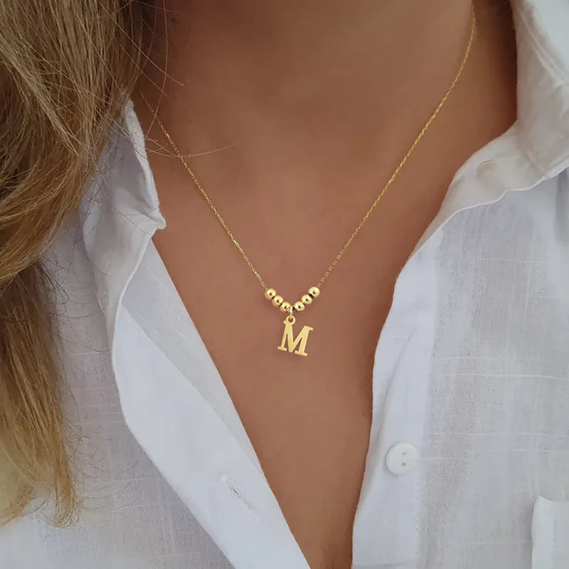 Collier Lettre Doré – Initiale Personnalisée – Style Élégant et Classique – Acier Inoxydable 201/304