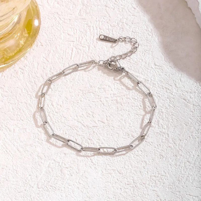 Bracelet Acier Inoxydable 304 – Style Simple & Classique – Couleur Unie – Doré ou Argenté