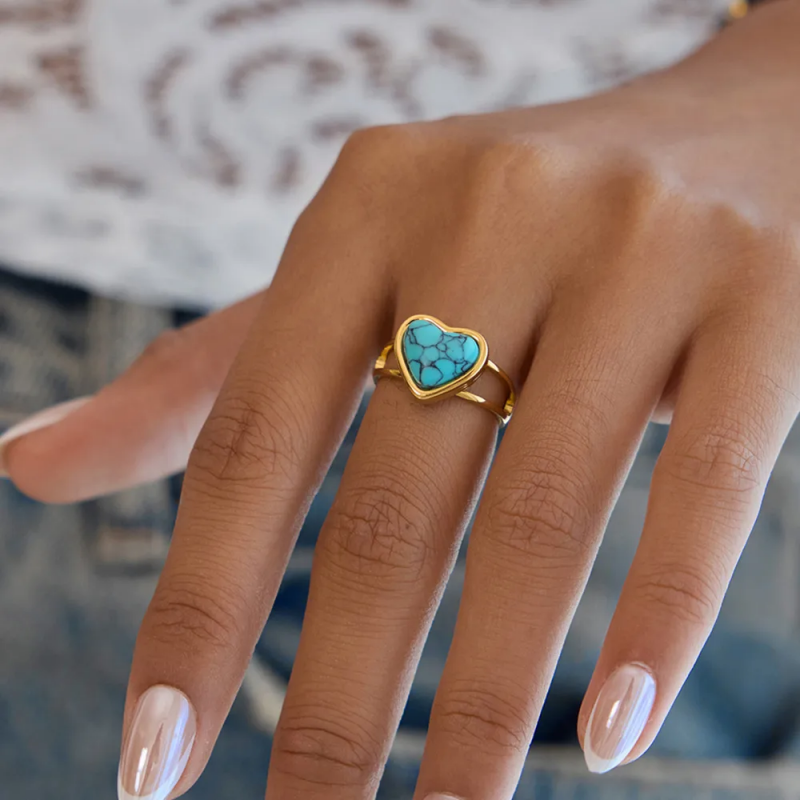 Bague Fantaisie Avec Pierre Naturelle - Taille 57 - Style élégant Et Classique - Occasion, à Vérifier
