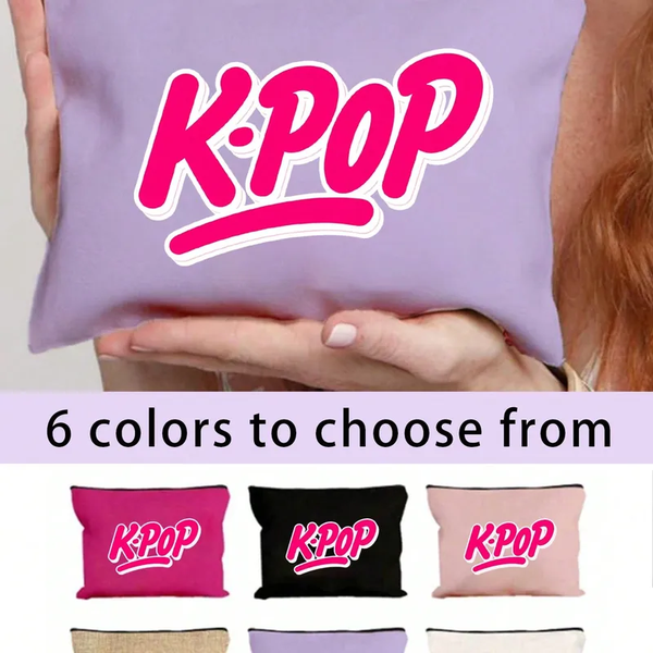 Trousse Maquillage K-POP Noir & Blanc 22x14cm | Pochette Cosmétiques Esthétique Coréenne | Accessoire Voyage & Quotidien