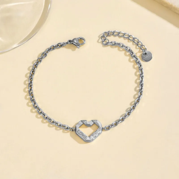 Bracelet Cœur Éclat – Acier Inoxydable 304 Argenté