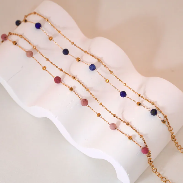 Bracelet FIORELLA acier inoxydable pierre naturelle doré