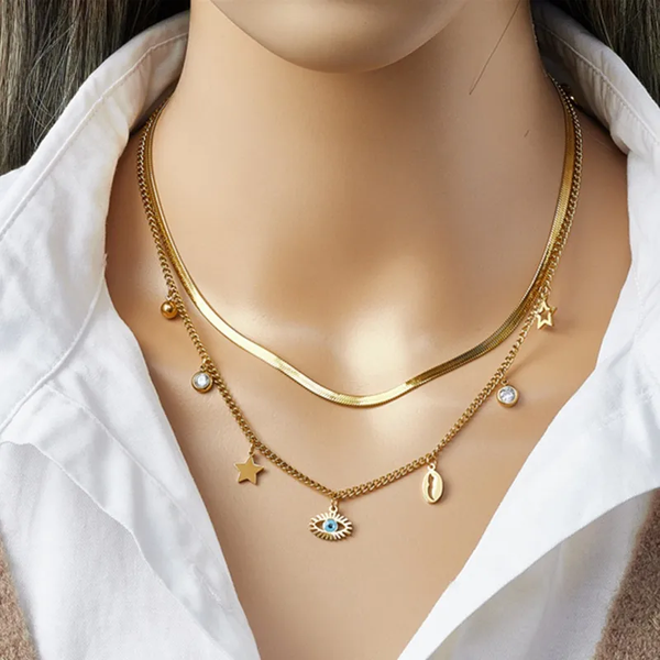 Collier Chaîne Fine Perles Dorées Acier Inoxydable | Ras de Cou Minimaliste Femme | Ne Ternit Pas