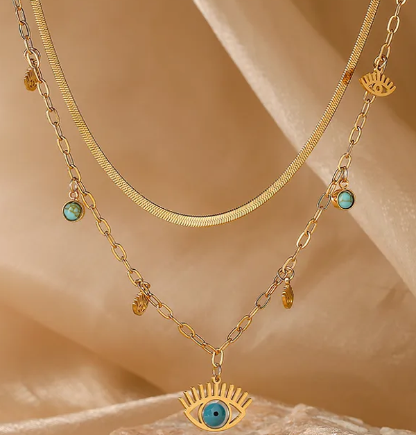 Collier Van œil bleu doré