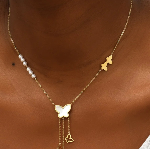 Collier Papillon Perlé – Élégance douce & féminine | vanbijoux