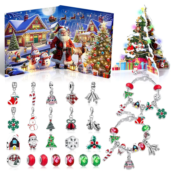 🎄 Calendrier de l’Avent Noël 2025 – 28 Bijoux à Créer : Bracelets & Breloques de Noël Argenté